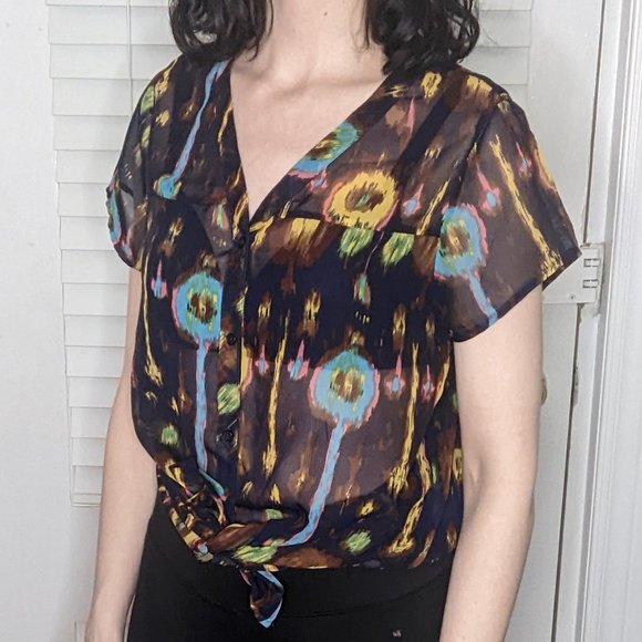 ✌️2 for 10👐 retro funky sheer top - Picture 1 of 4